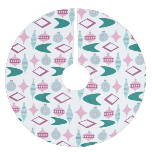 Pink and Turquoise Retro Christmas Ornaments  Brushed Polyester Tree Skirt