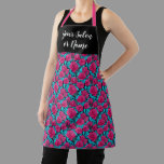 Pink and Turquoise Rose Floral Pattern Apron