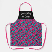 Pink and Turquoise Rose Floral Pattern Apron (Front)