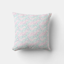 Pink and turquoise stylized leaves white Pattern