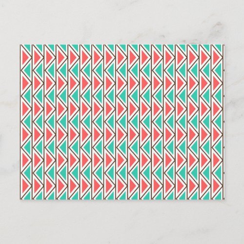 Pink and Turquoise Triangle Aztec Tribal Pattern Postcard