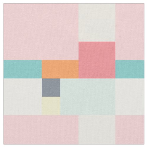 pink and turquoise vintage square pattern fabric