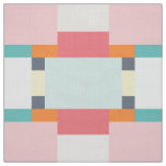 pink and turquoise vintage square pattern fabric