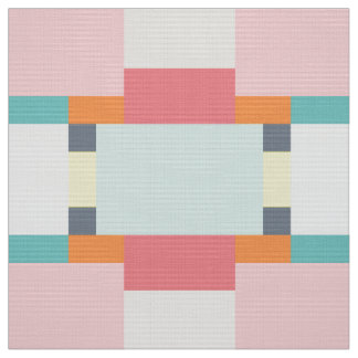 pink and turquoise vintage square pattern fabric