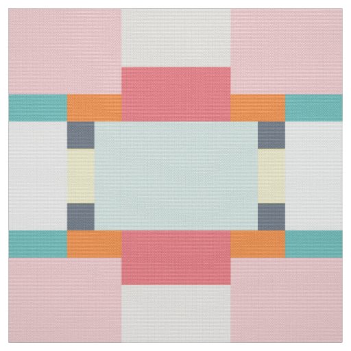 pink and turquoise vintage square pattern fabric