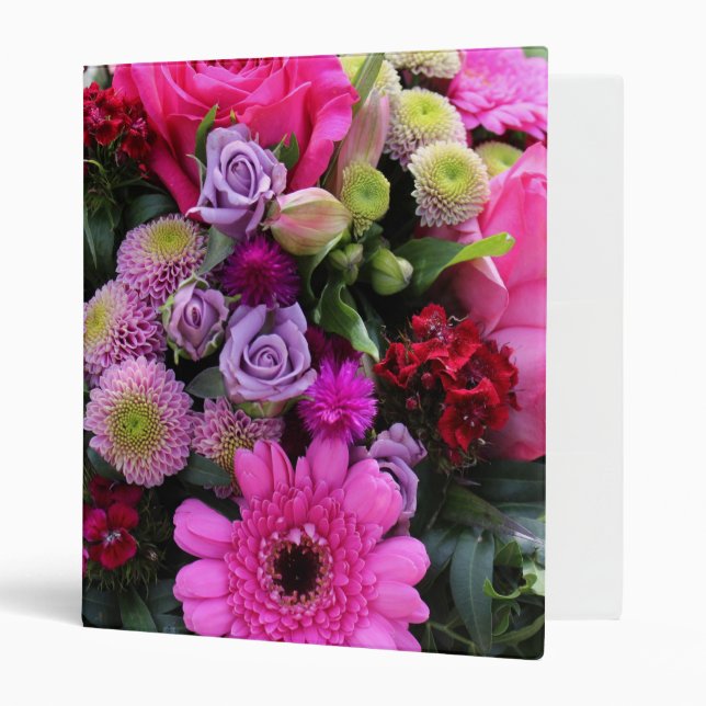 Pink and Violet Bouquet Photo 3 Ring Binder (Front/Inside)
