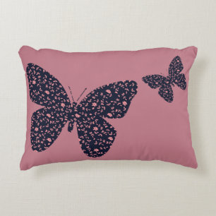 Pink and Violet Floral Butterfly Accent Pillow