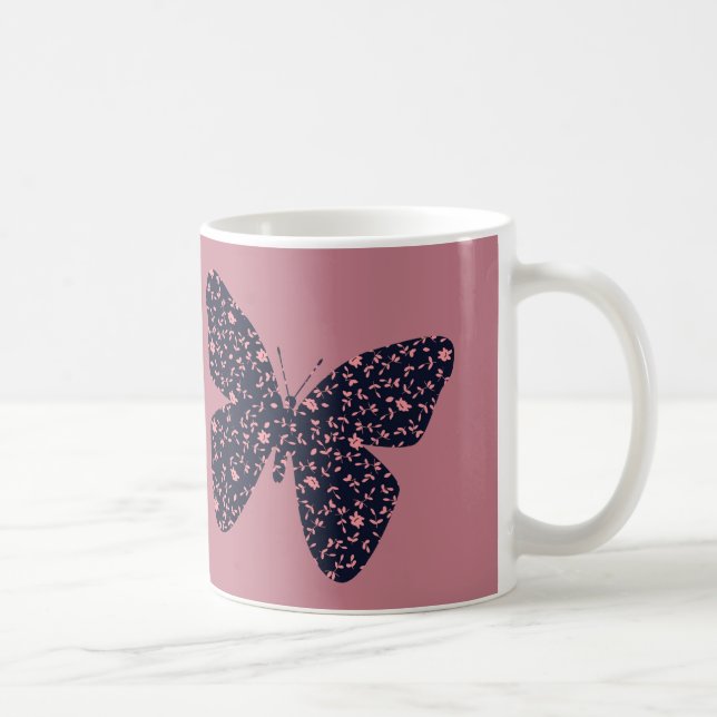 Pink and Violet Floral Butterfly Coffee Mug (Right)
