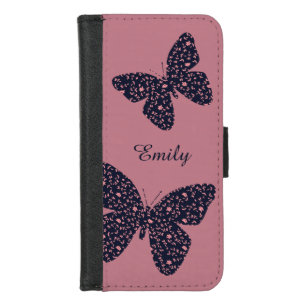 Pink and Violet Floral Butterfly iPhone 8/7 Wallet Case