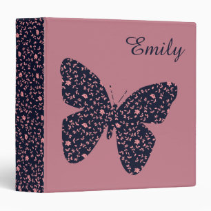 Pink and Violet Floral Butterfly Personalised 3 Ring Binder