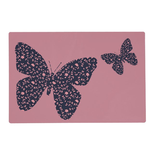 Pink and Violet Floral Butterfly Placemat (Front)