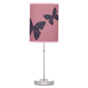Pink and Violet Floral Butterfly Table Lamp