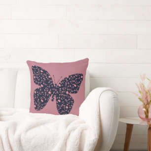 Pink and Violet Floral Butterfly Throw Pillow