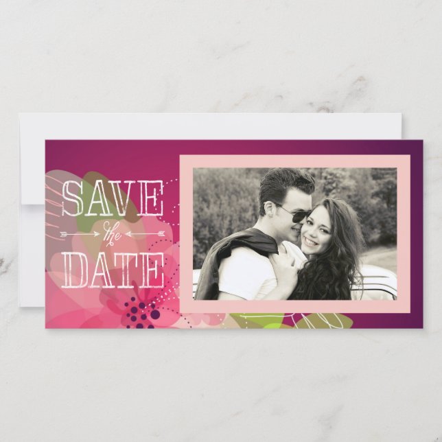 Pink and Violet Floral Save the Date (Front)