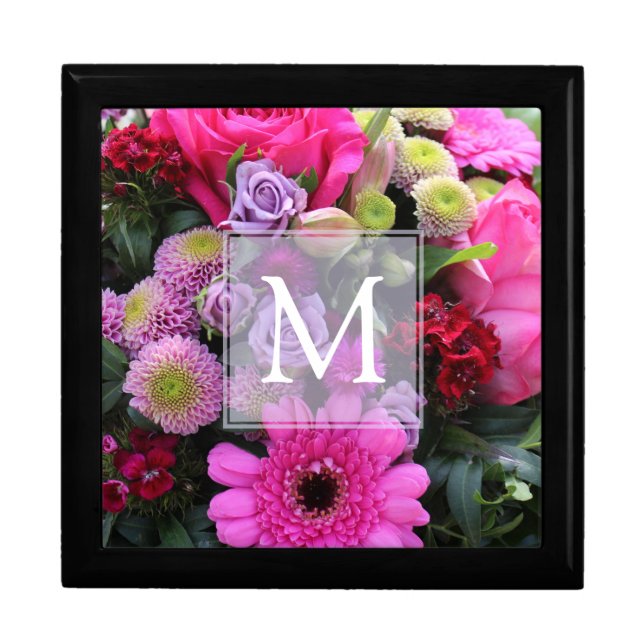 Pink and Violet Flowers Personalised Gift Box (Front)