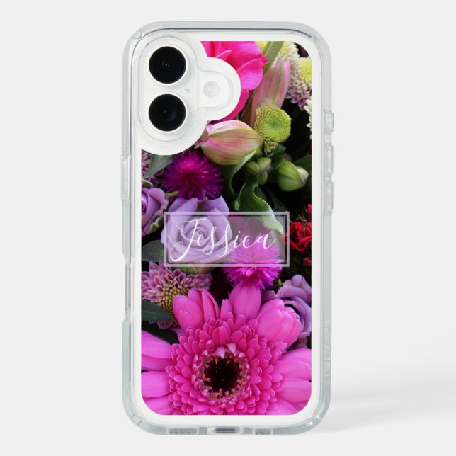 Pink and Violet Flowers Personalised Speck iPhone Case (Front)