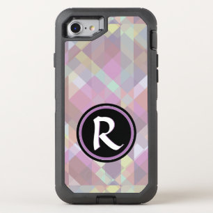 Pink and Violet Geometric with Custom Monogram OtterBox Defender iPhone SE/8/7 Case