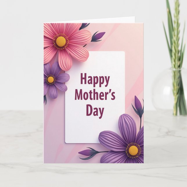 Pink And Violet Mothers Day Card (Front)