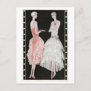 Pink and White 1920s Dresses Postcard