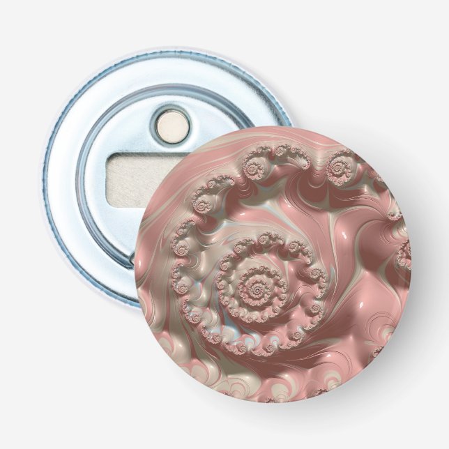 Pink and White 3D Fractal ~ Bottle Opener (Front)