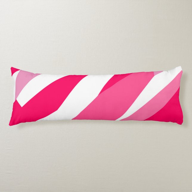 pink and white abstract  body pillow (Front)