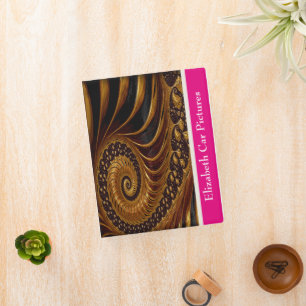 Pink and white abstract brown swirl photo album mini binder