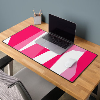 pink and white abstract desk mat