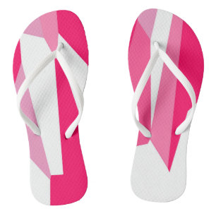 pink and white abstract flip flops