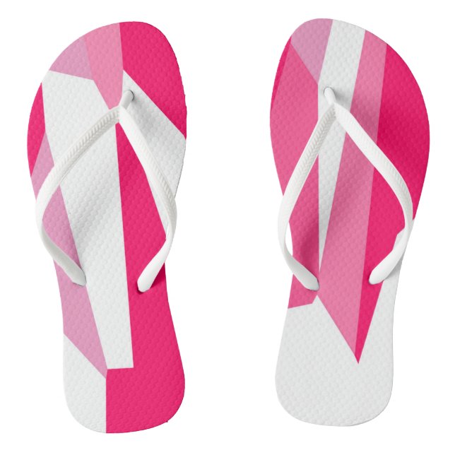 pink and white abstract  flip flops (Footbed)