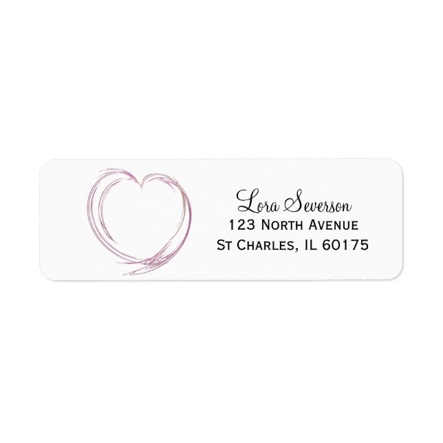 Pink and White Abstract Heart Label (Front)