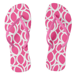 Pink and White Abstract Pattern Flip Flops