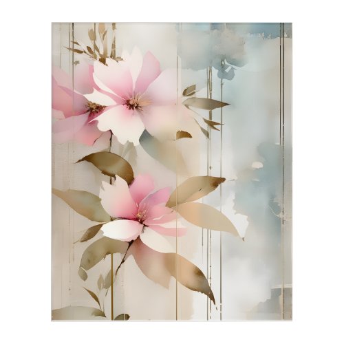 Pink and White Abstract Watercolor Flowers Acrylic Print