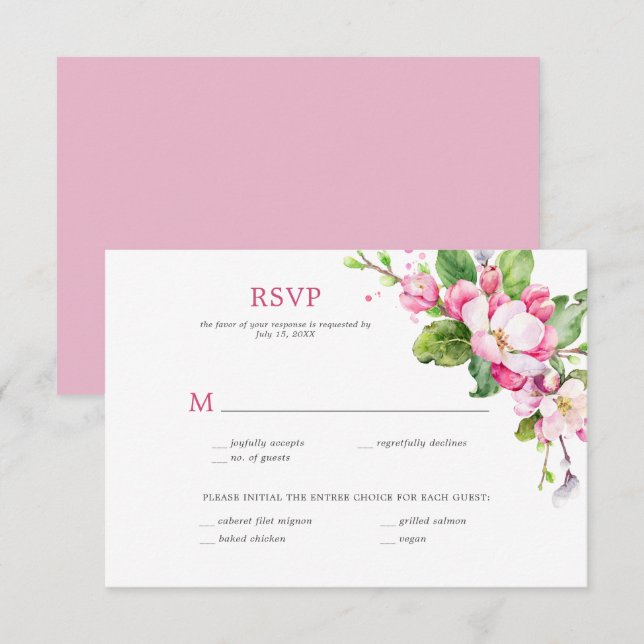 Pink and White Apple Blossom RSVP (Front/Back)