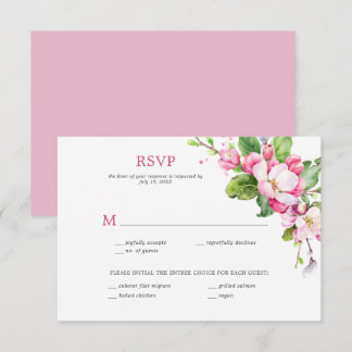Pink and White Apple Blossom RSVP Invitation