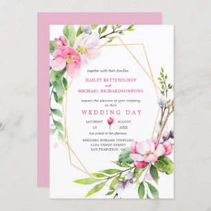 Pink and White Apple Blossoms Wedding Invitation