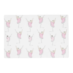 Pink and White Arabesque Ballerina Placemat