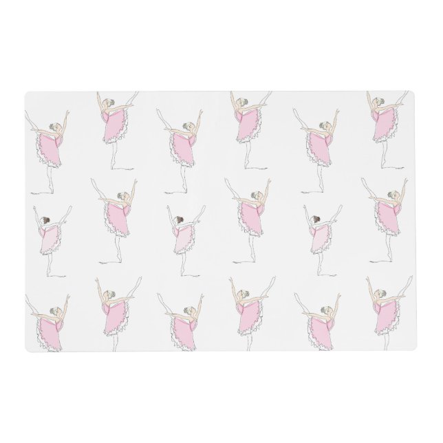 Pink and White Arabesque Ballerina  Placemat (Front)