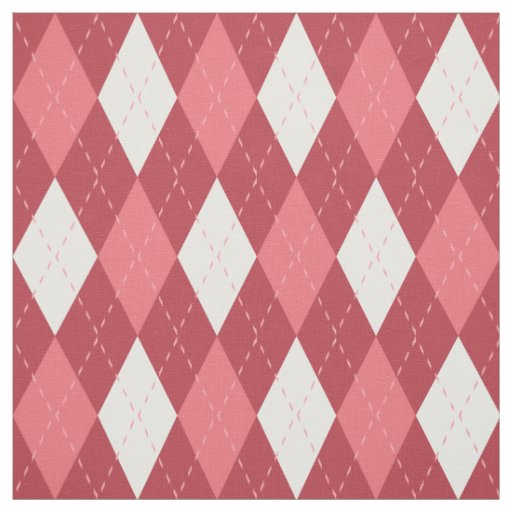 Pink and White Argyle Pattern Fabric