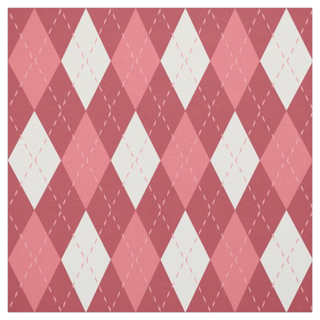 Pink and White Argyle Pattern Fabric (Swatch)