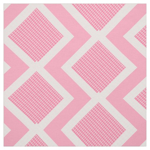 Pink and White Argyle Print Chevron Fabric