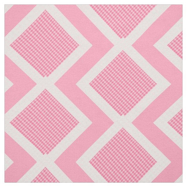 Pink and White Argyle Print Chevron Fabric (Swatch)