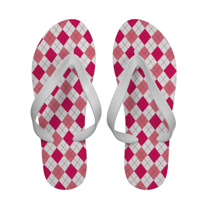 Pink And White Argyle Sandals