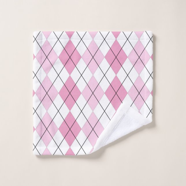 Pink and White Argyle Wash Cloth (Wash Cloth)