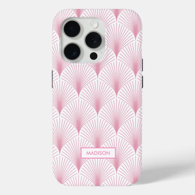 Pink and white art deco pattern monogram Case-Mate iPhone case (Back)