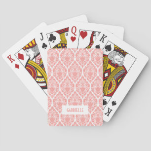 Pink and white Art Deco pattern Poker Cards