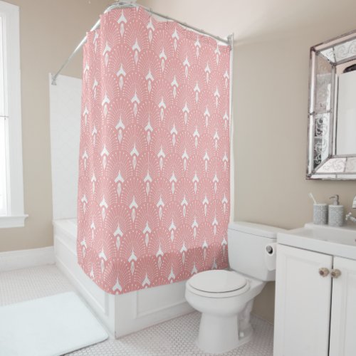 Pink and white art_deco seamless pattern shower curtain
