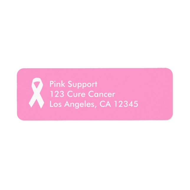 Pink and White Awareness Ribbon Label (Front)