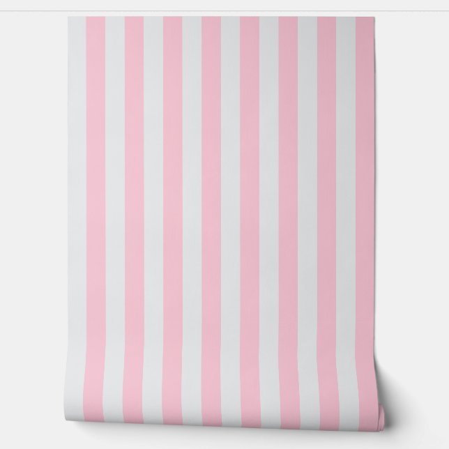 Pink and white awning stripe  wallpaper  (Unrolling)