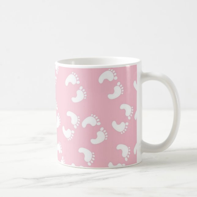 Pink and White Baby Feet - Baby Shower Print Coffee Mug (Right)