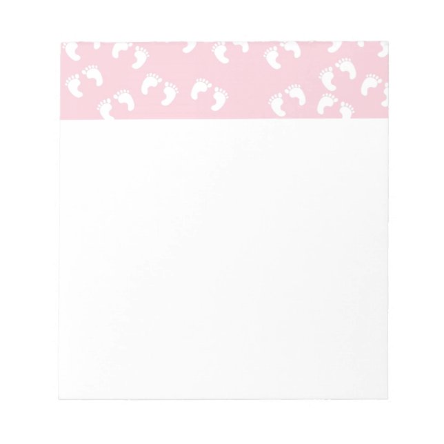Pink and White Baby Feet - Baby Shower Print Notepad (Front)